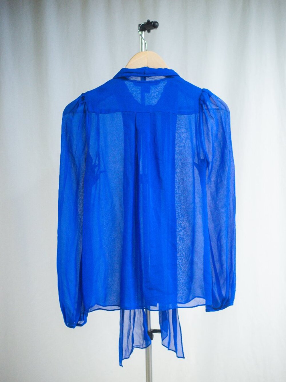 Diane Von Furstenberg 100% Silkl Jezebel Tie Neck Chiffon Sheer Button Up Blouse - Picture 3 of 6